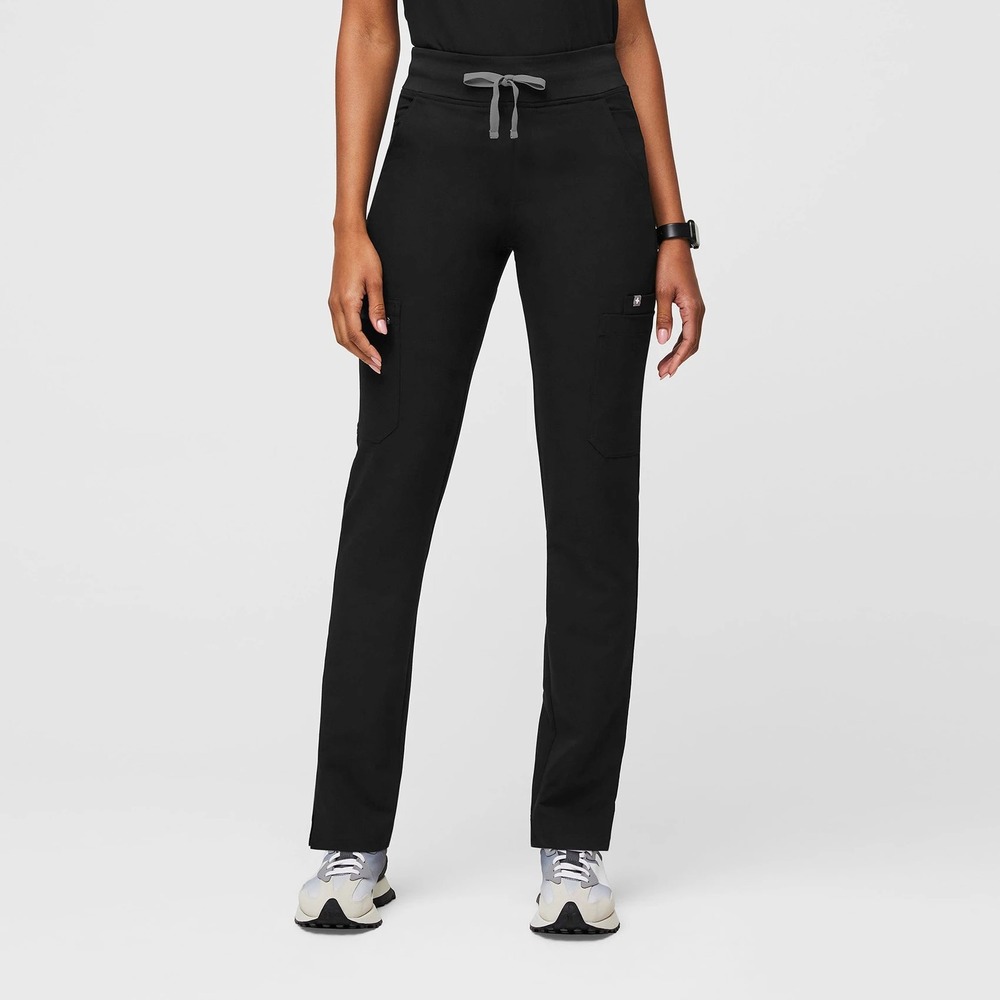 FIGS Yola High Rise Slim Scrub Pants Black Medium